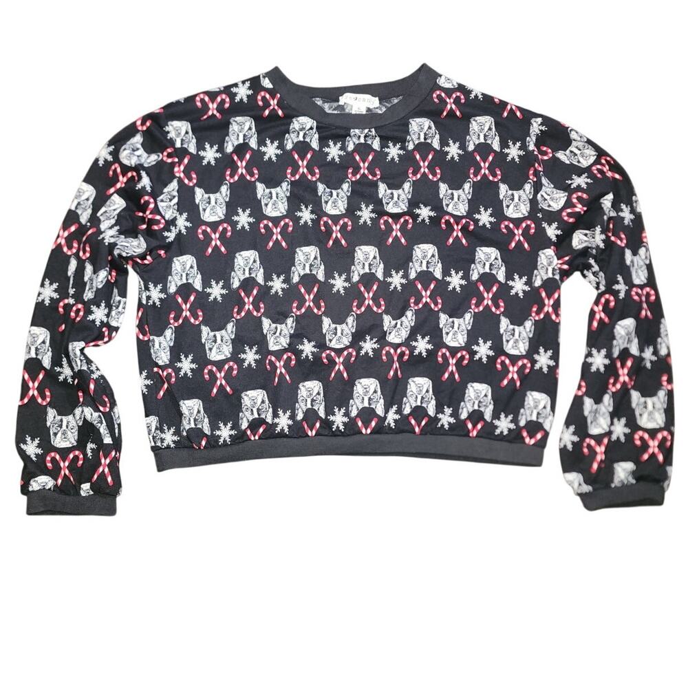 Eye Candy Frenchie & Candy Cane Christmas Sweater Size XL
